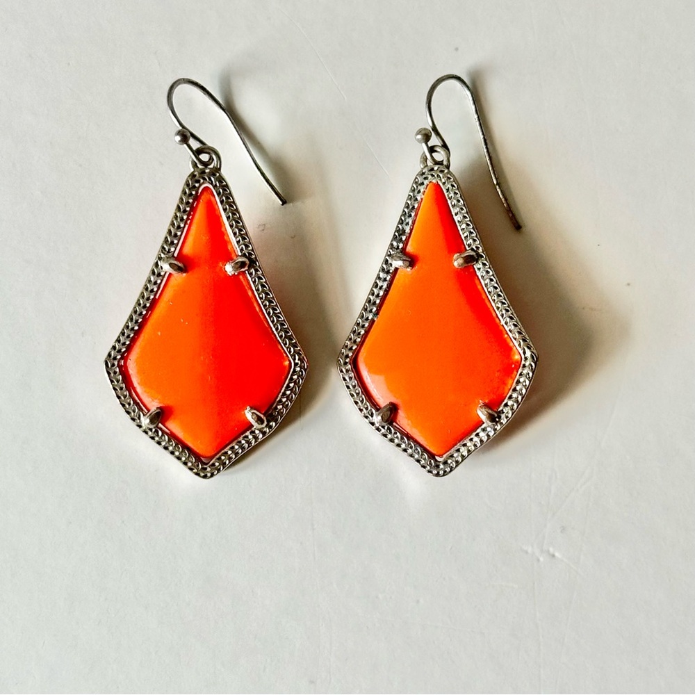 Kendra Scott Orange and Silver Teardrop Earrings